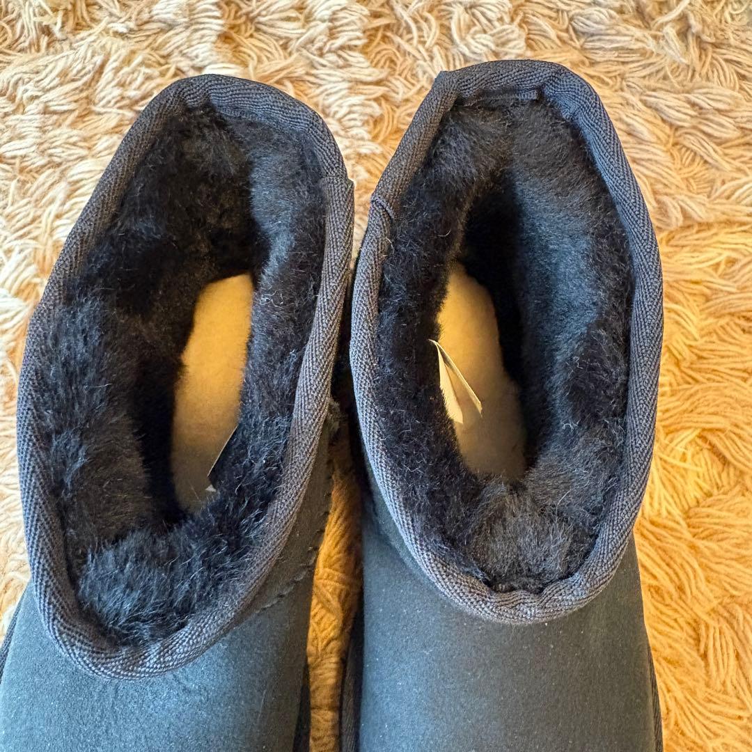 【未使用】UGG アグ ムートンブーツ レディース レザー 22cm ブラック