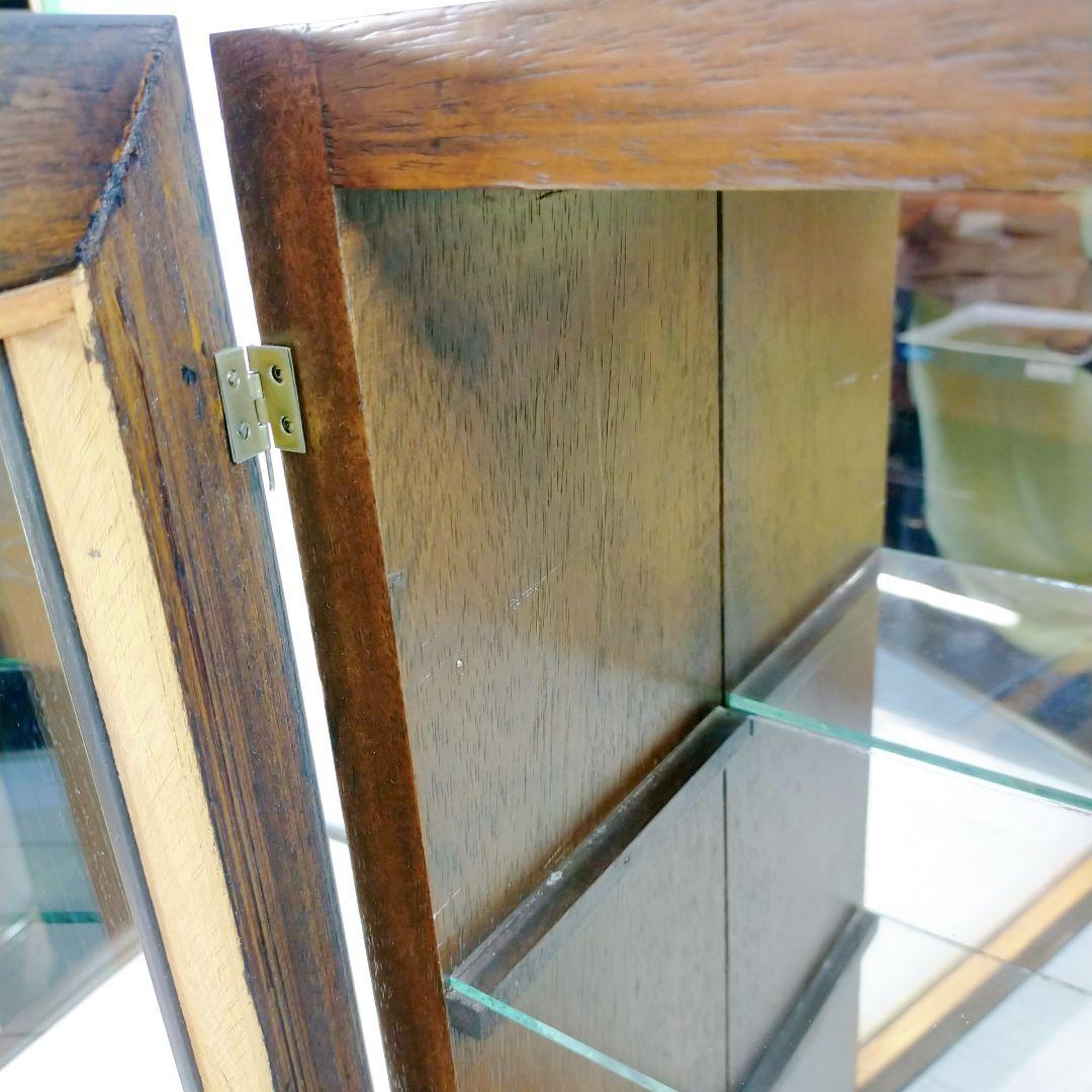 ミラーバック　木製　コレクションケース　ガラス扉
