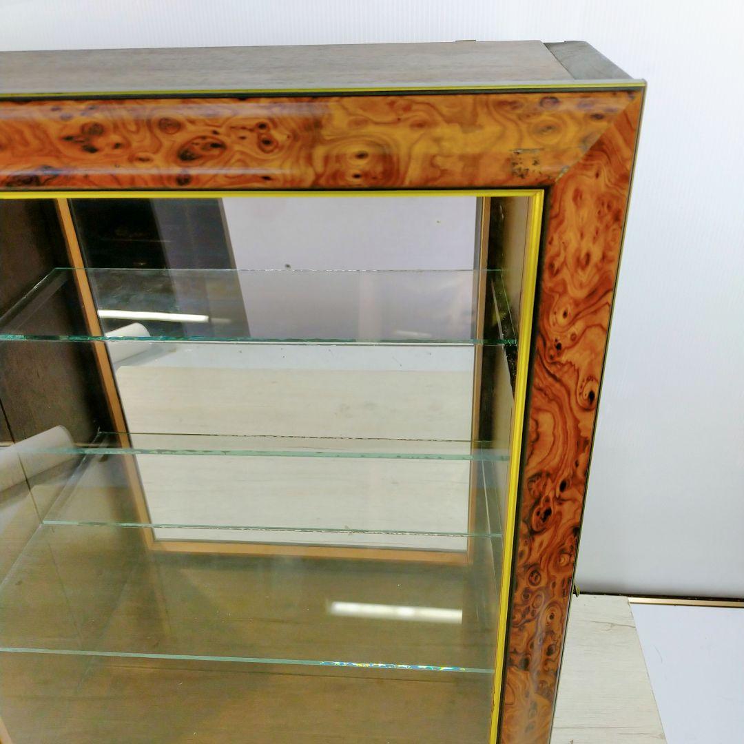 ミラーバック　木製　コレクションケース　ガラス扉