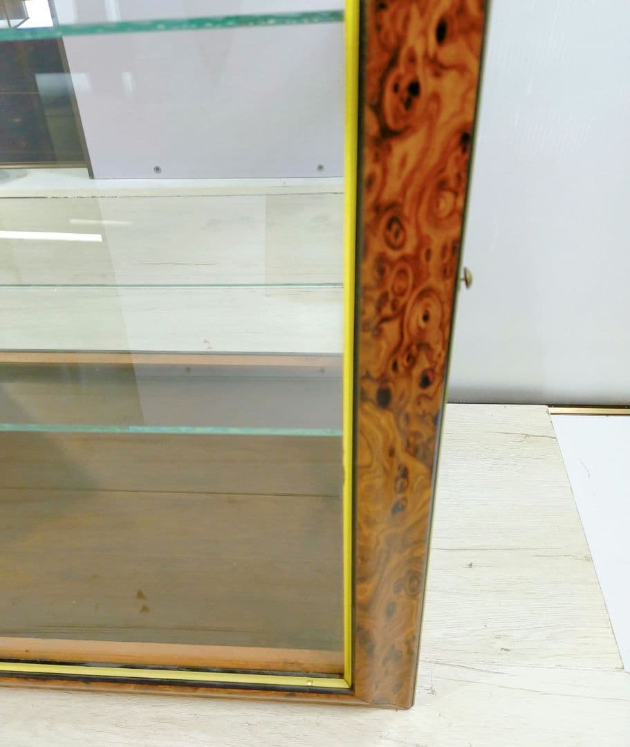 ミラーバック　木製　コレクションケース　ガラス扉