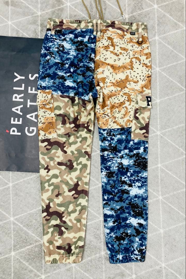 新品 パーリーゲイツ マルチカモフラ ダブルラッセルジョガーパンツ(5)サイズL