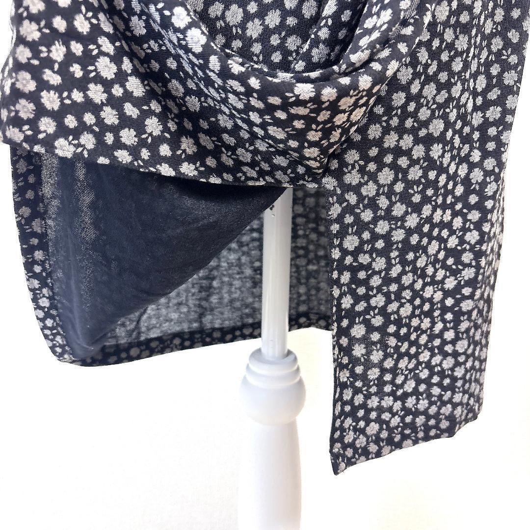 【美品】 kay me 長袖ワンピース 絞り 9 ブラック 総柄 小花柄