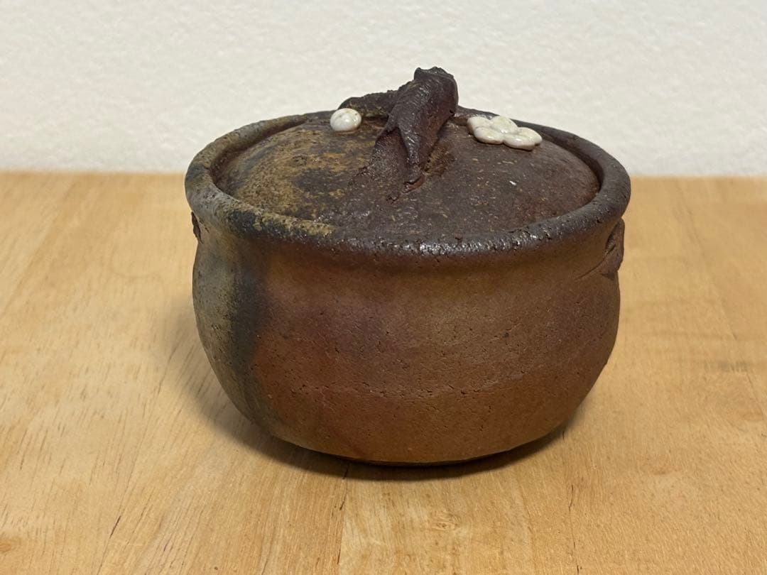 69.備前焼 宝瓶 登り窯 白梅 はくばい 梅 手びねり 急須