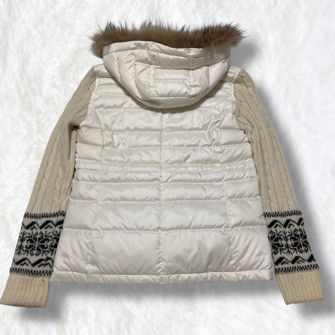 美品 23区 SPORT ダウンジャケット ニットスリーブ ファーS ゴルフ