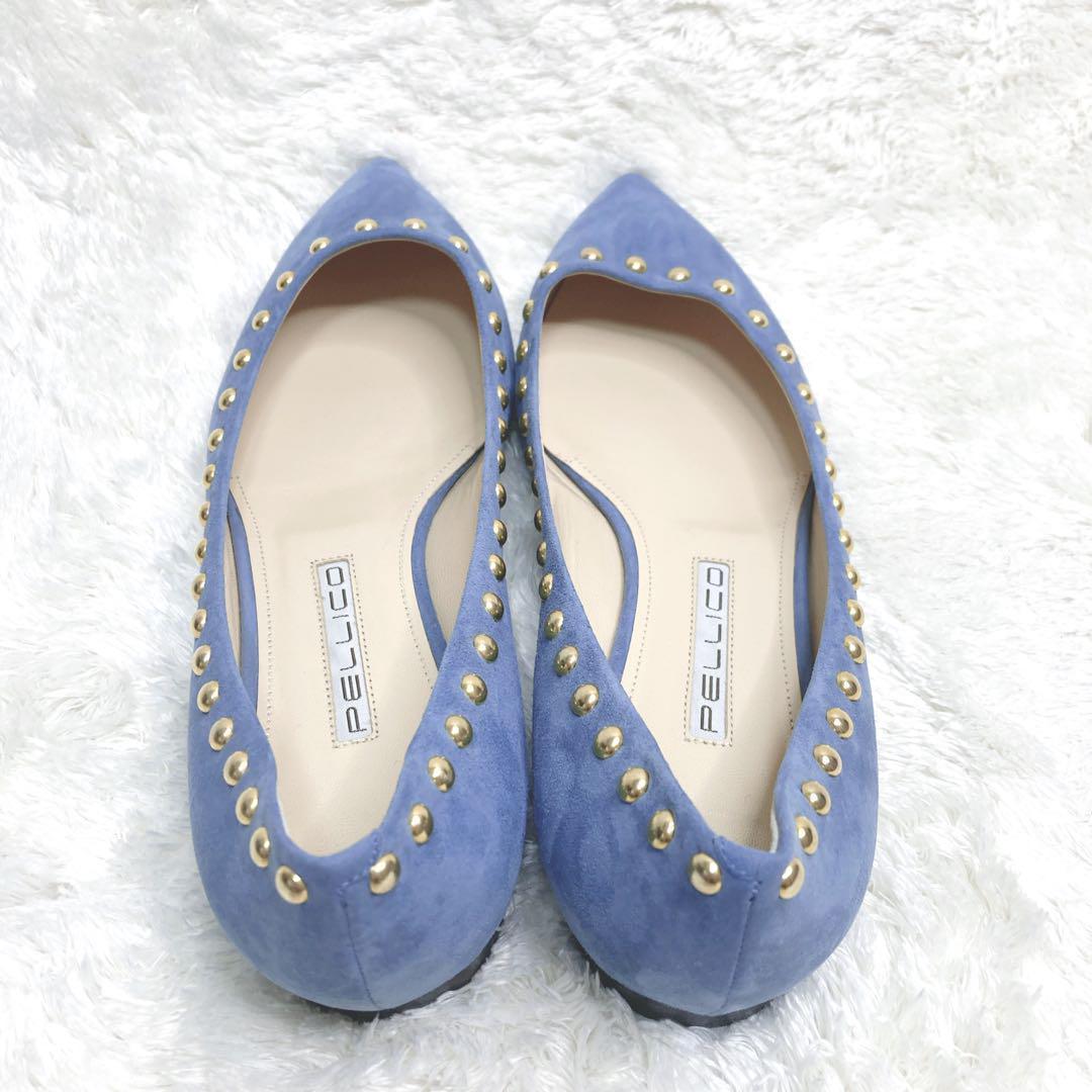 【極美品✨ペリーコ】スタッズ スウェード フラットシューズ 38 イタリア製