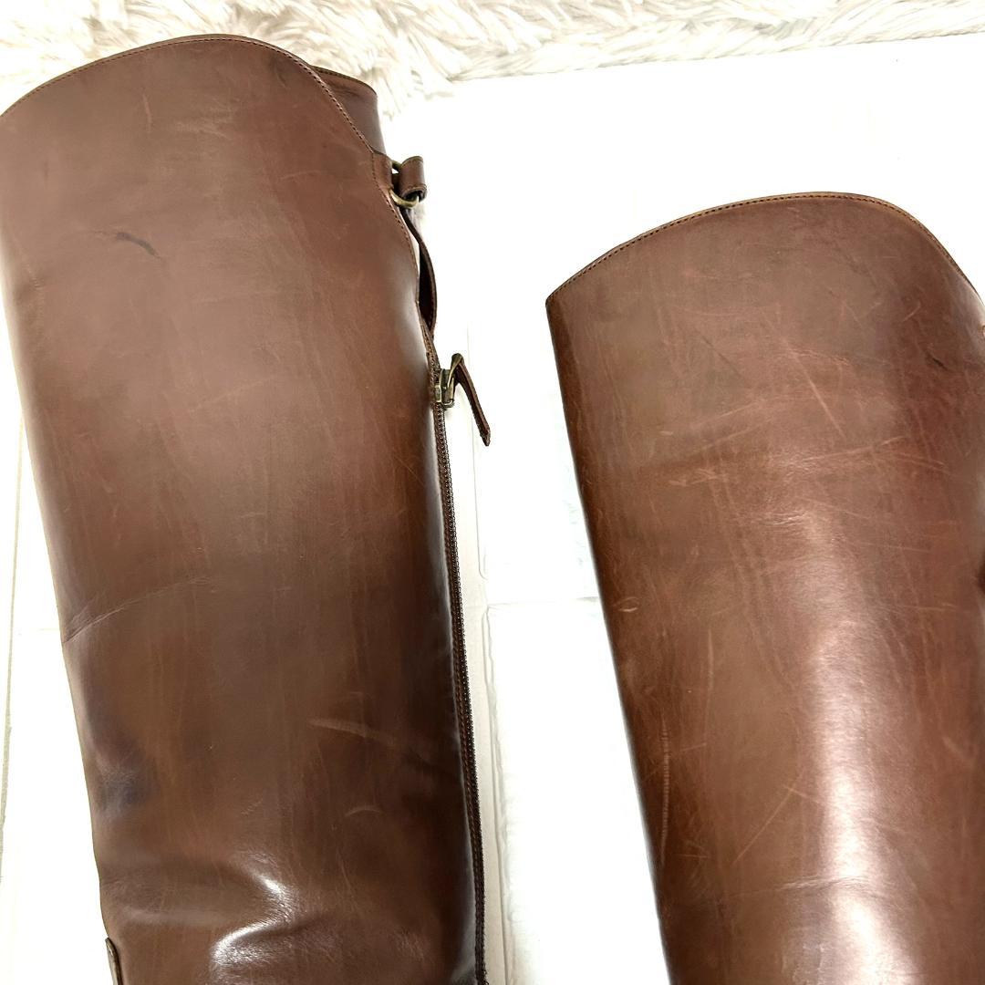 SARTORE　サルトル　乗馬ブーツ　ブラウン　プレーントゥ　23.5 イタリア