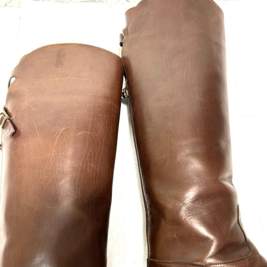 SARTORE　サルトル　乗馬ブーツ　ブラウン　プレーントゥ　23.5 イタリア