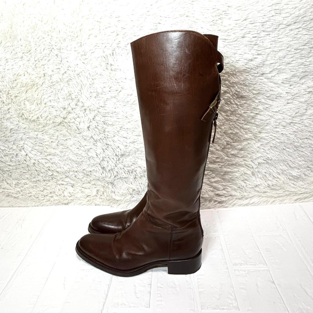 SARTORE　サルトル　乗馬ブーツ　ブラウン　プレーントゥ　23.5 イタリア