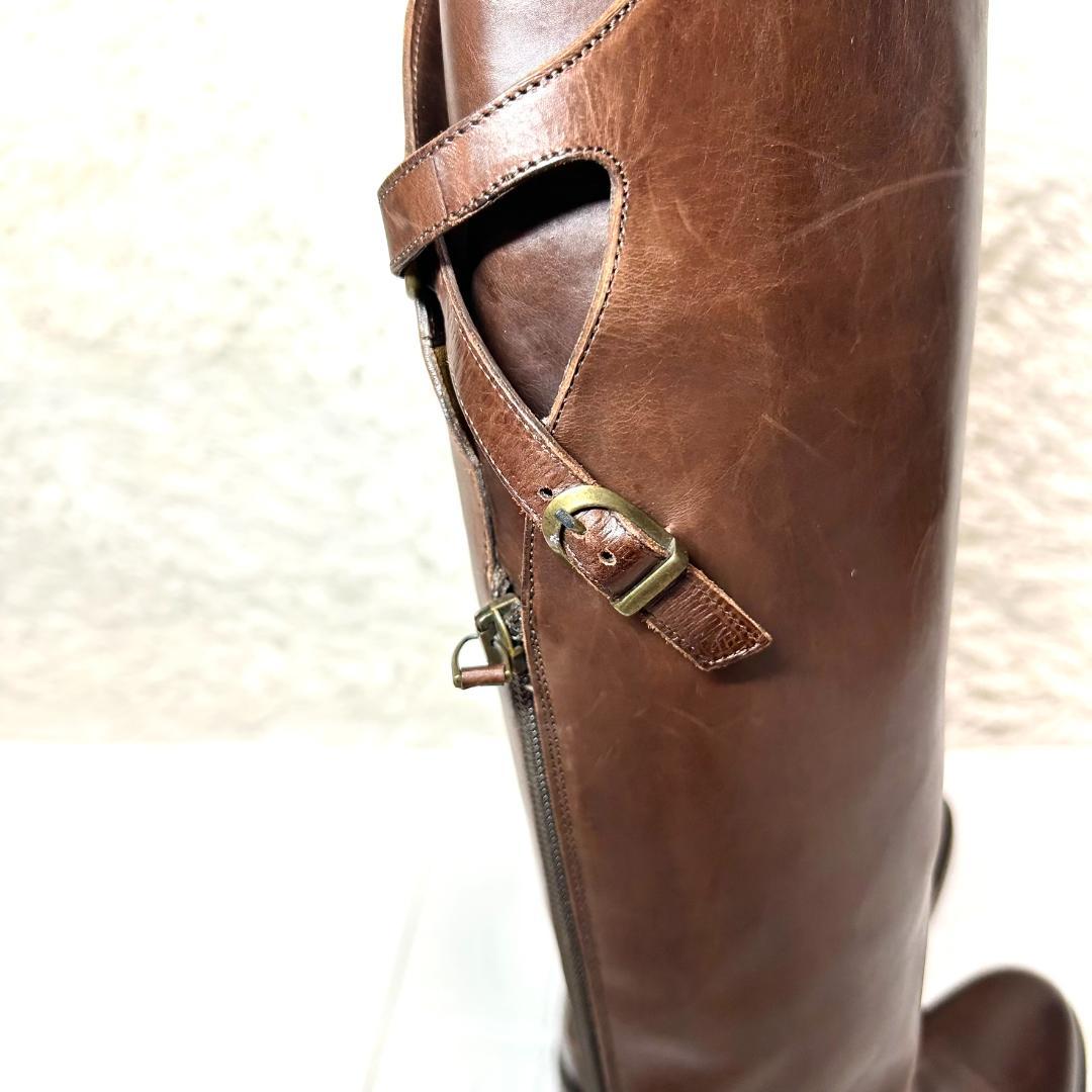SARTORE　サルトル　乗馬ブーツ　ブラウン　プレーントゥ　23.5 イタリア