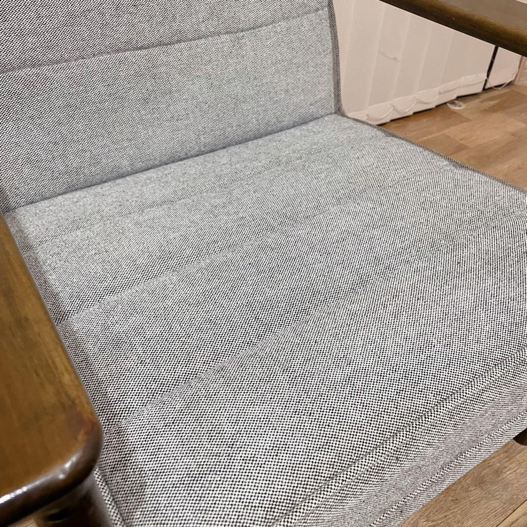 カリモク Kチェア ワイドアーム 1人掛け　ソファ　ビンテージ　グレー