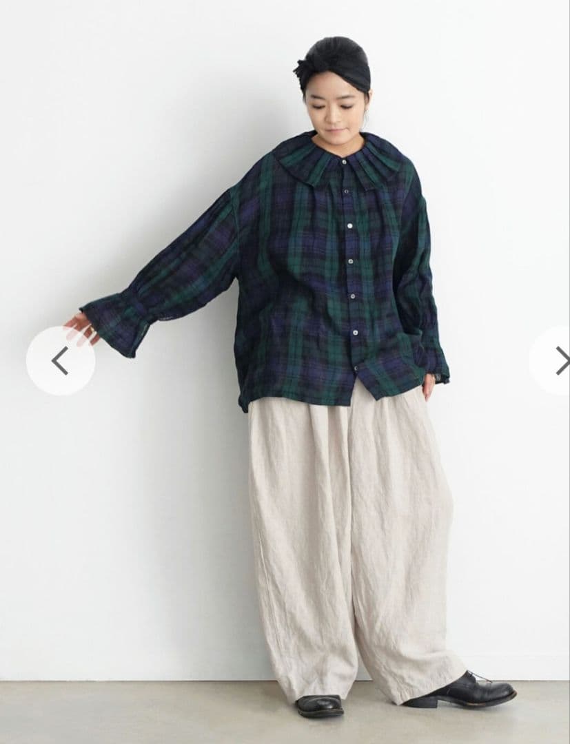 美品 ichi Antiquités リネンタータンフリルシャツ イチ