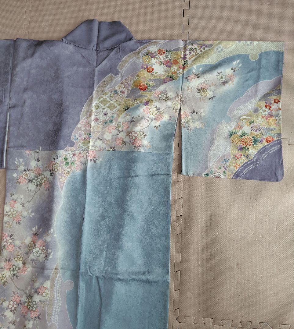 薄紫色 花柄刺繍 訪問着 未着用 裄67