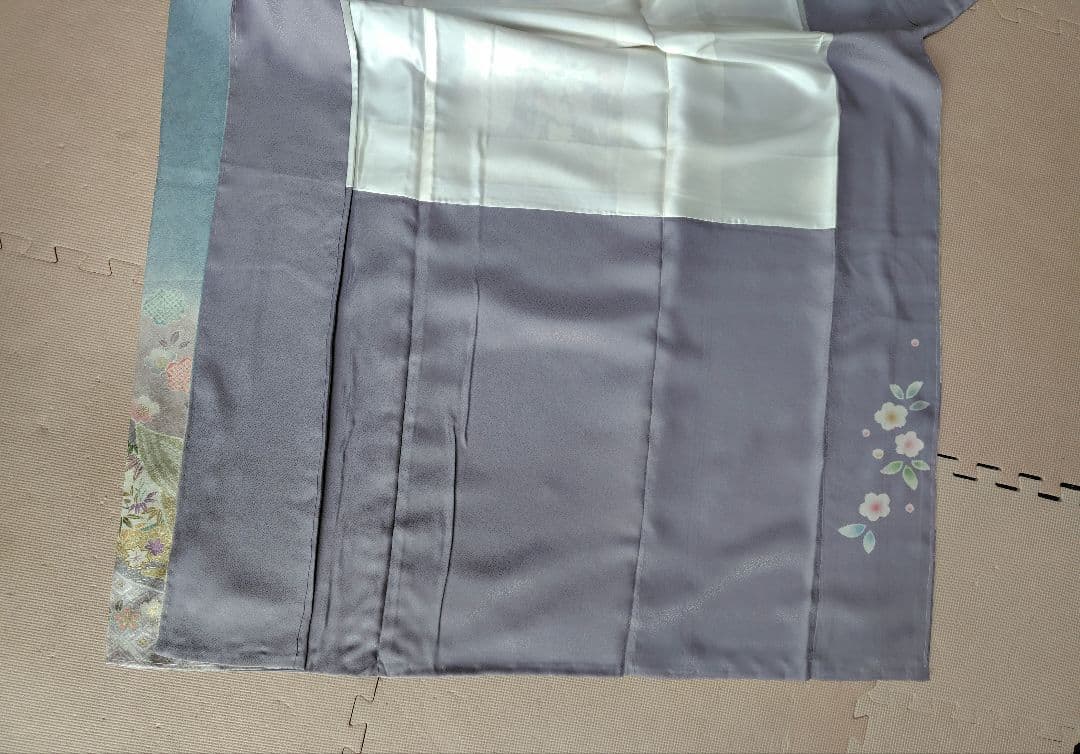 薄紫色 花柄刺繍 訪問着 未着用 裄67