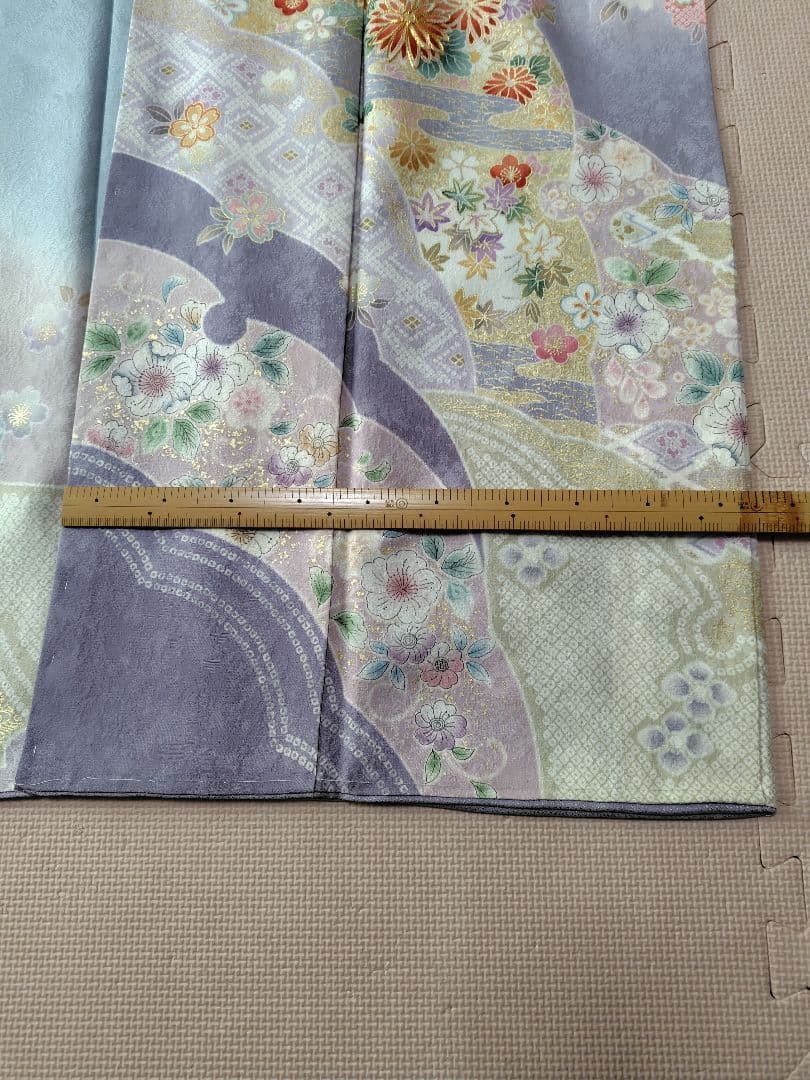 薄紫色 花柄刺繍 訪問着 未着用 裄67