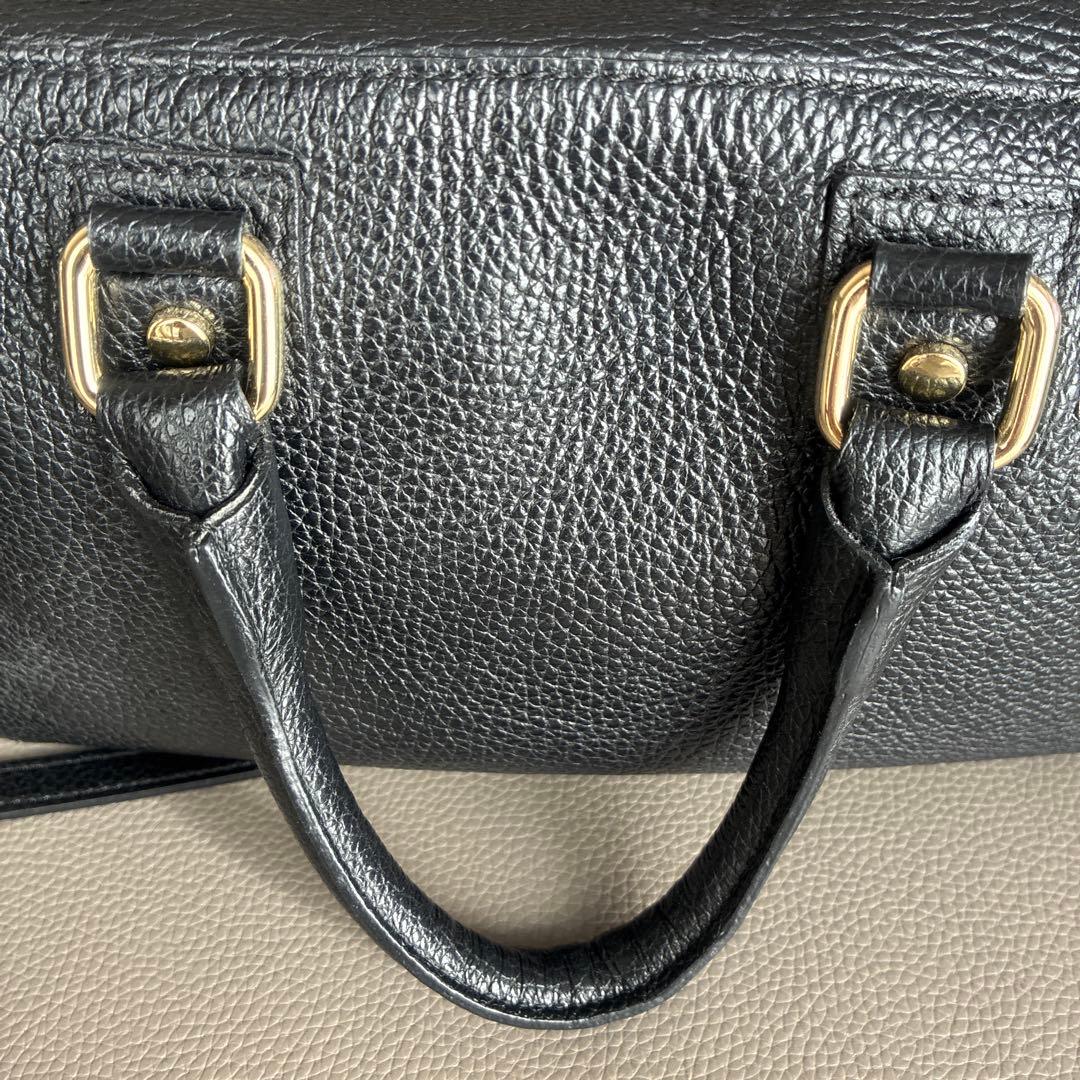 maxmara 牛革 ハンドバッグ ショルダー 黒 マックスマーラ ボストン