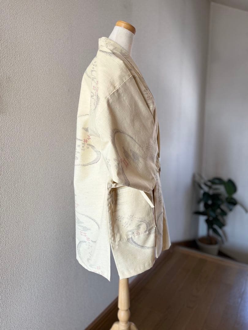 おんたけ様♡結城紬　作務衣　手織り結城紬　未使用反物仕立　登録商標付