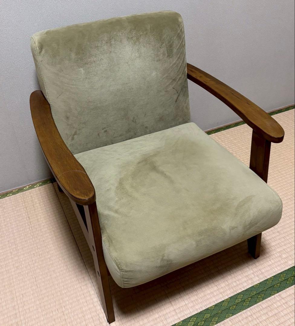 NOCE ソファ 北欧 レトロ 木製 モケットソファ 1人 中古 アンティーク