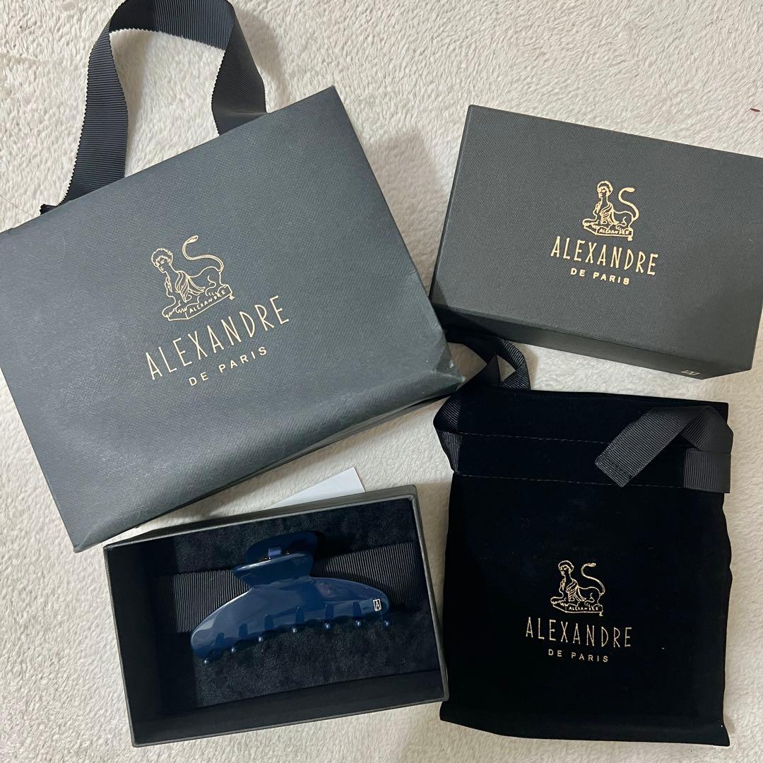 【新品】ALEXANDRE DE PARIS ヘアクリップ　ネイビー完売箱付き