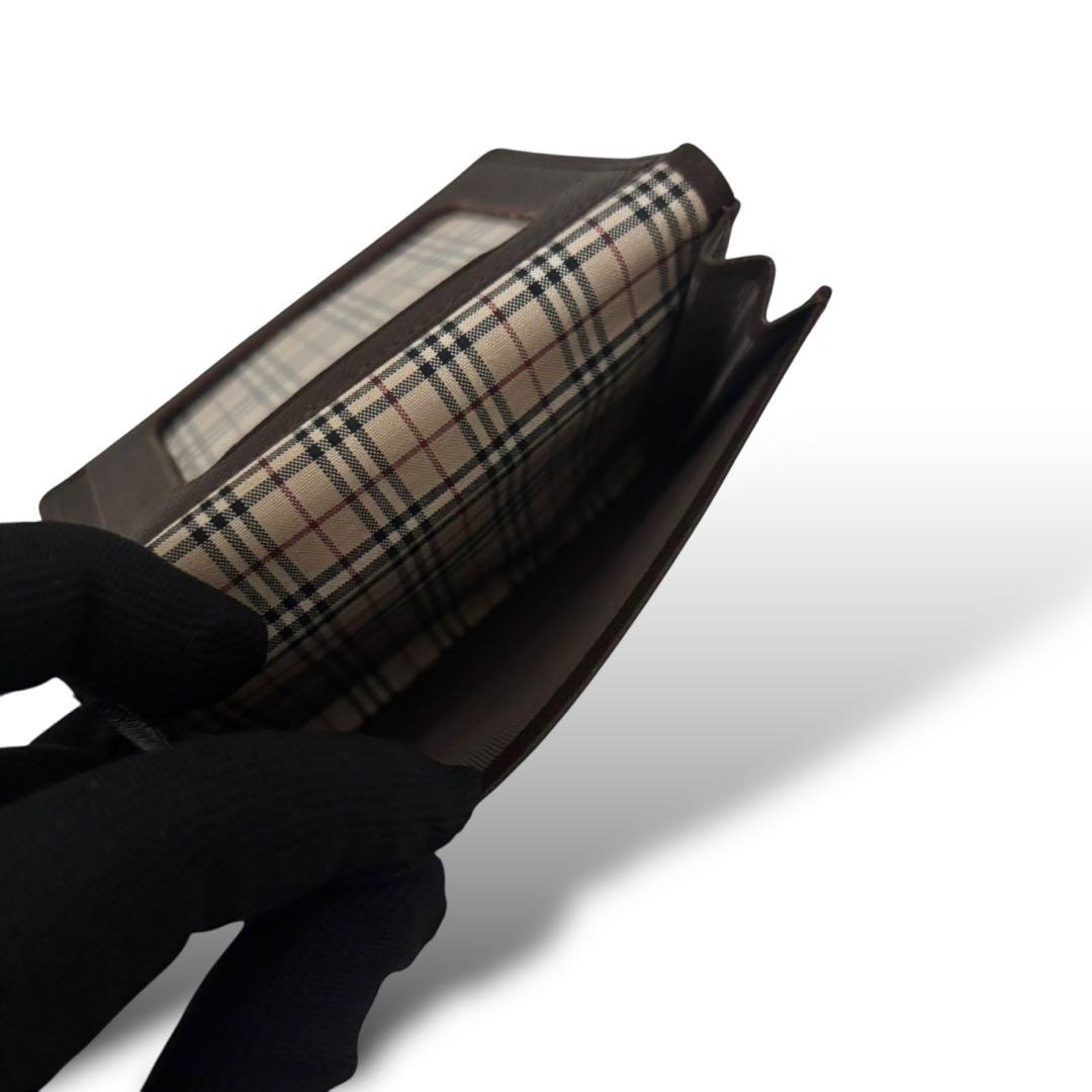 バーバリー　カード入れ　名刺入れ　ブラウン　ノバチェック　レザー