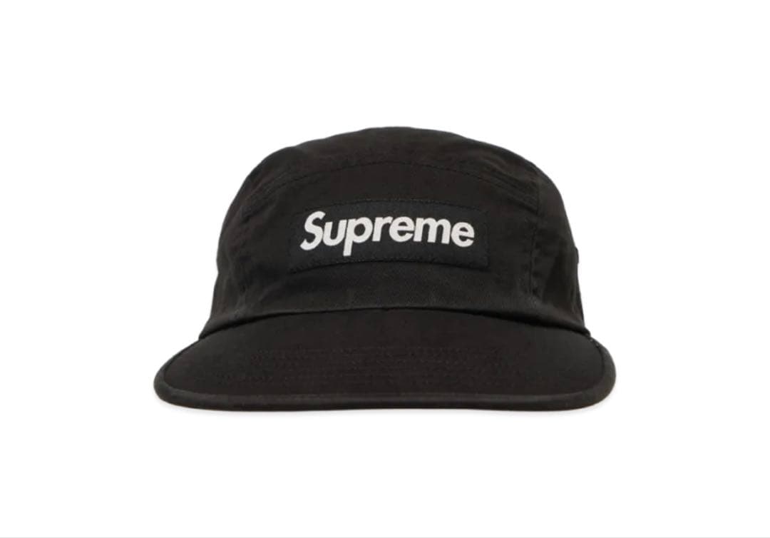 Supreme 黒 キャップ ロゴ刺繍