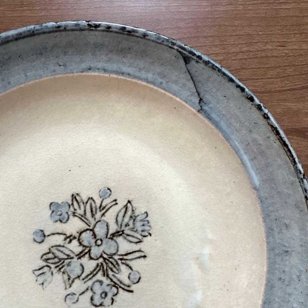 東屋 伊賀石本花絵皿　菜の束