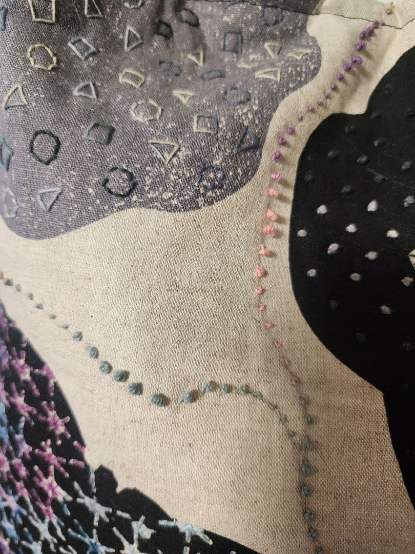 ★★★新作　モノトーン系　エチノ生地に刺し子　一点物　センソユニコ慈雨等