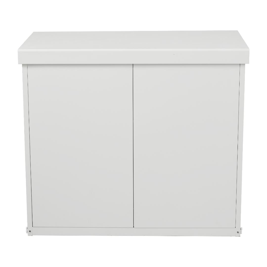 ホワイト エアコン室外機カバー 収納庫 鍵付き 日よけ 棚 収納