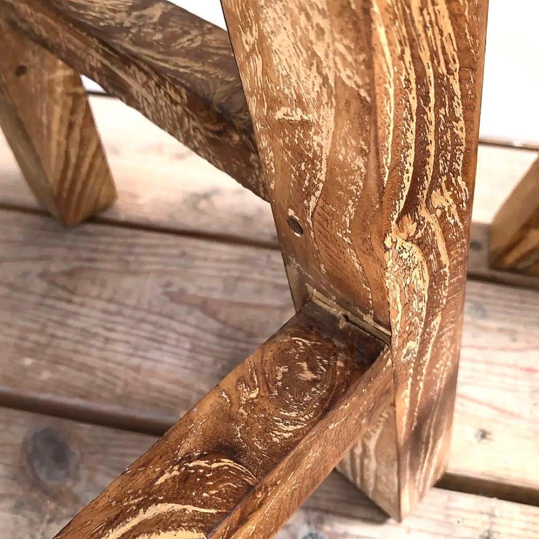 2脚セット オールドチーク材のスツール 無垢材 腰掛け 椅子 ラウンドスツール