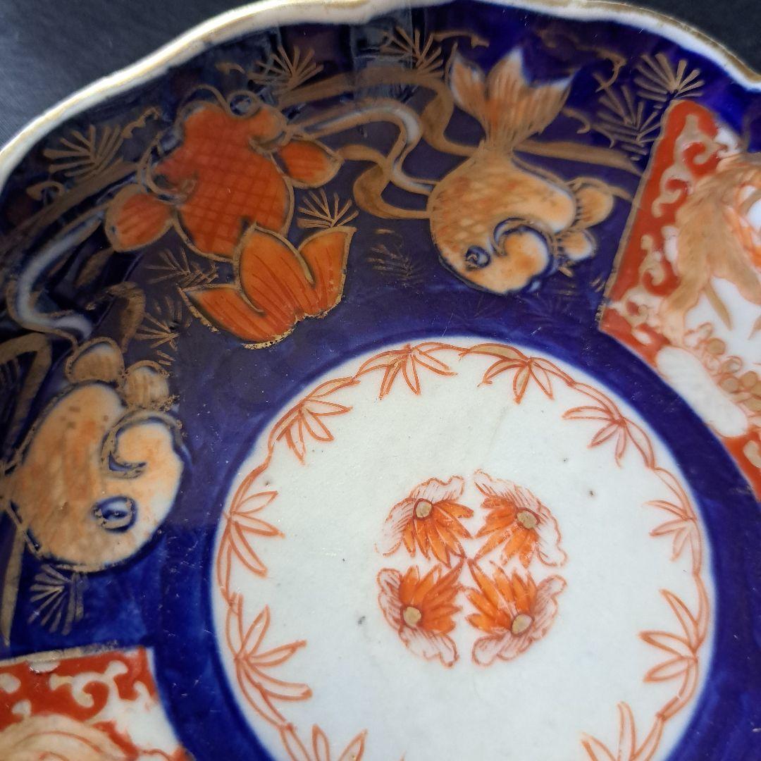 「\"金彩の金魚\"珍品な皿！」古伊万里 色絵皿(直径11cm) 3客セット 骨董ア