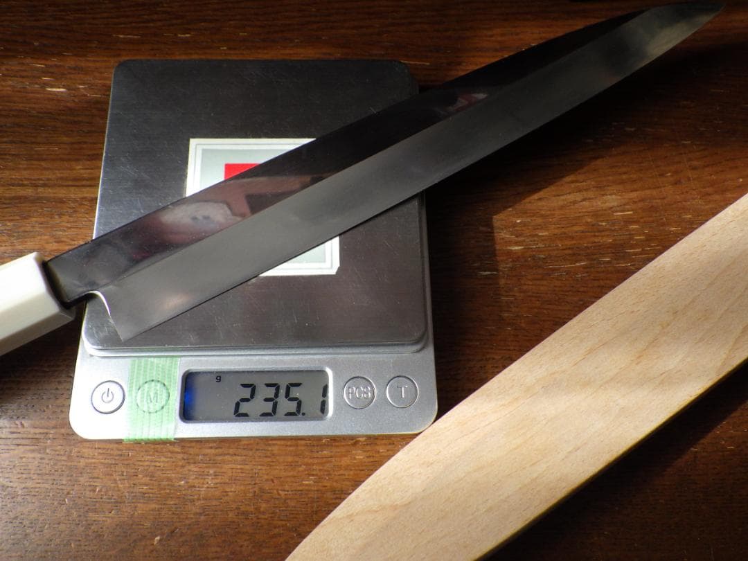 INOX本焼/貞宗/柳刃刺身包丁★人工象牙カスタム銀巻三段柄/鞘付属★