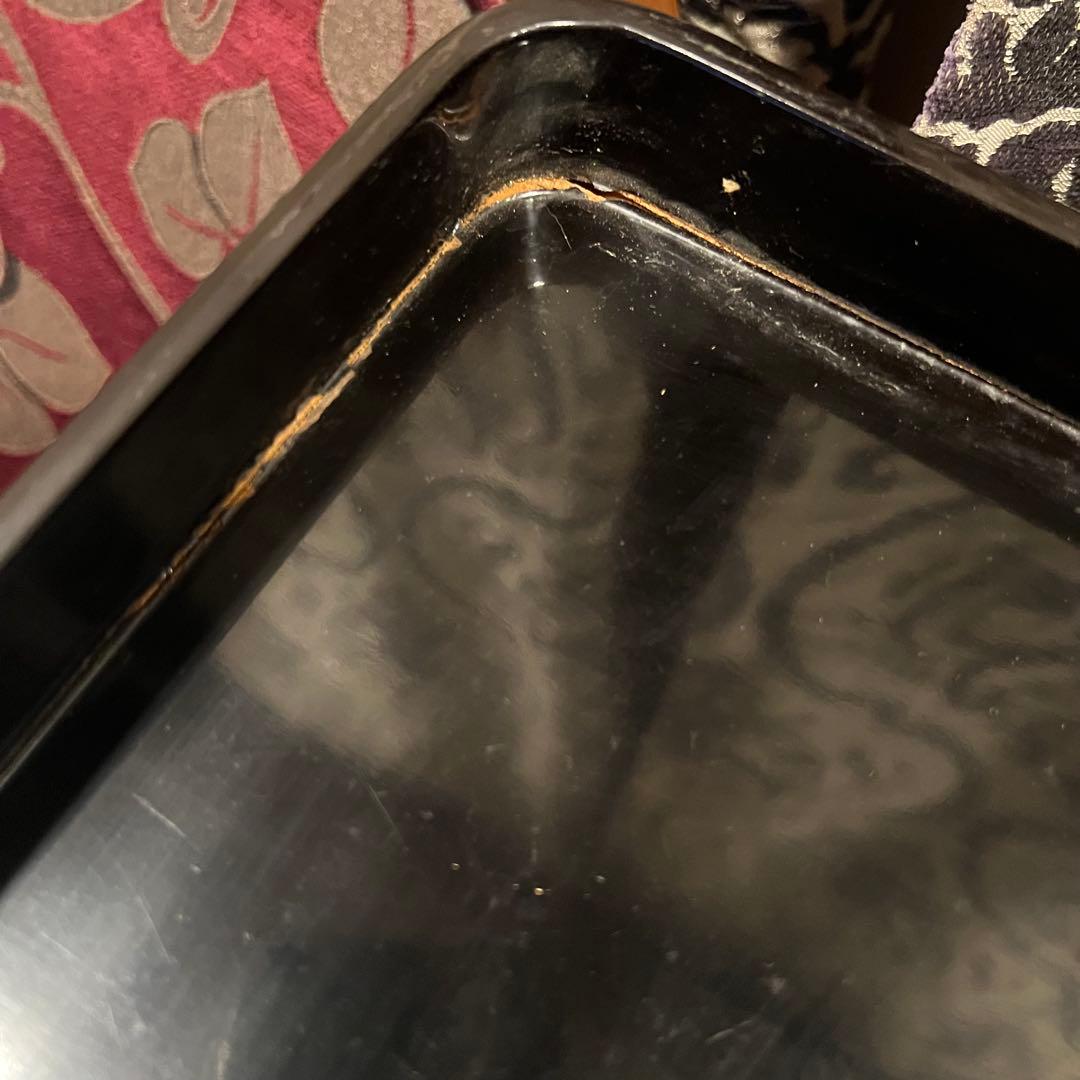 会席膳　懐石膳　折敷　四方盆 木製漆塗り　幅約36.5 高さ4センチ　5枚