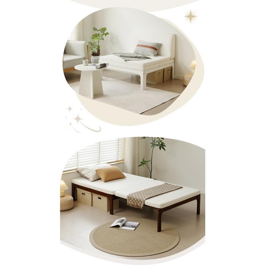 新品ソファベッド シングル ディベッド 天然木製 伸長式ベッド1666-160