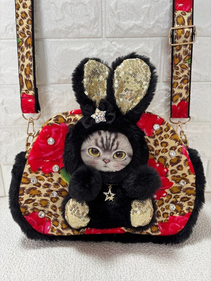 ゆ*ら様 コヤンイサムチョン　ハンドメイド　ファーショルダーバッグ　クロうさちゃ