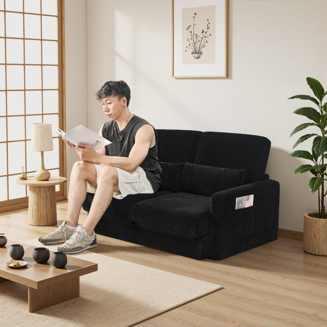 多機能ソファー ベッド 幅117cm 収納付き 小規模住宅対応 展開可能