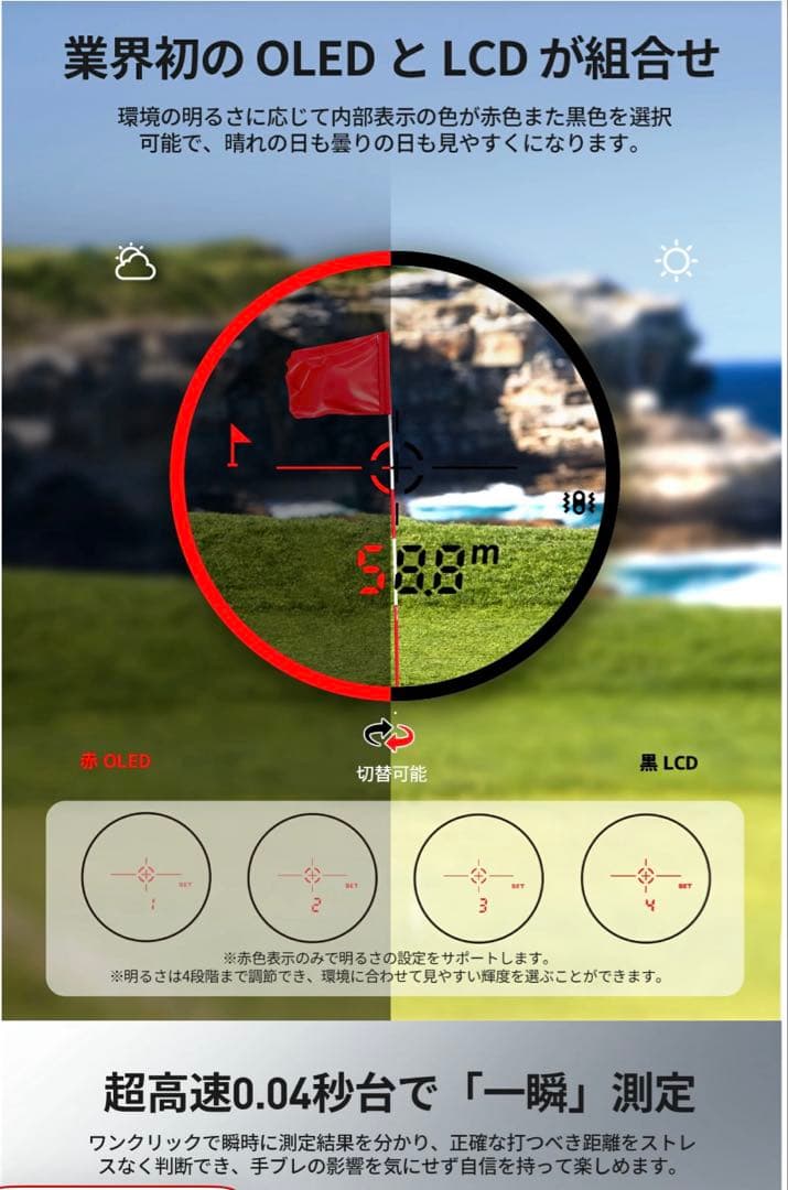 【高機能】EENOUR ゴルフ用距離計 ブラック
