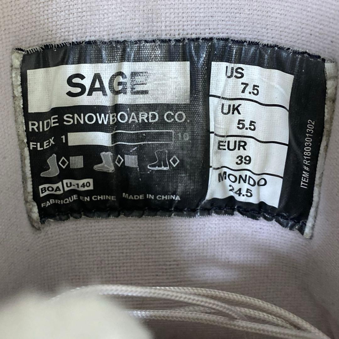 【即日発送】RIDE ライド ピンクスノボブーツ　SAGE サージ24.5cm