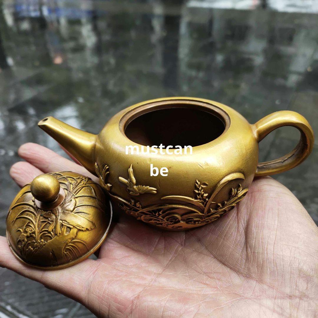銅器 花鳥茶壺 酒壺 茶道具 煎茶器 工芸品 置物