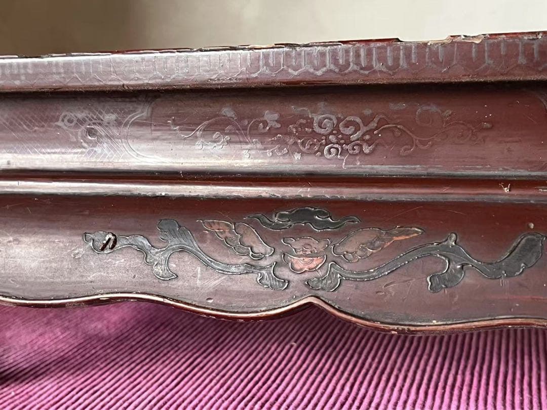 骨董品 18-19世紀の漆器 朱塗 螺鈿 机 中国？韩国？日本？