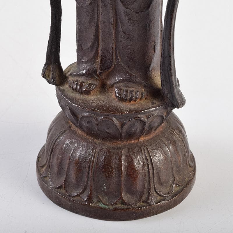 仏教美術　杉浦藤太朗作　ブロンズ　聖観音像　仏像　置物　共箱　D　R9514