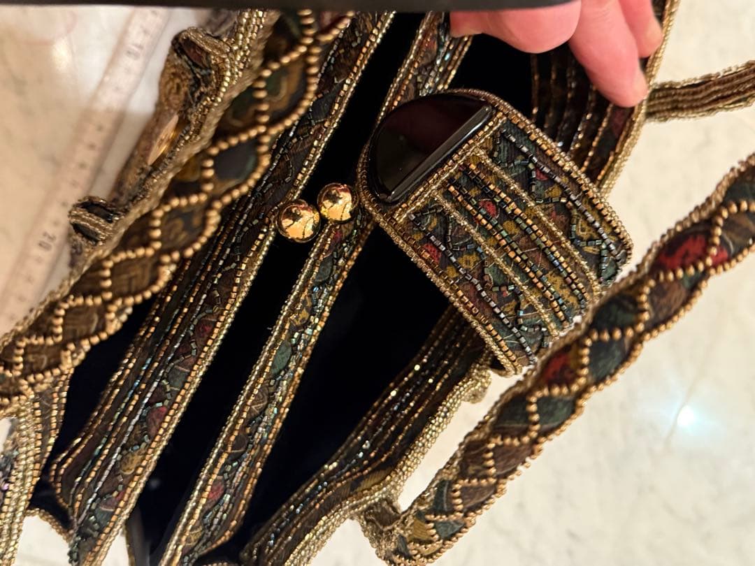 精巧なビーズ刺繍　和装バッグ　新品未使用