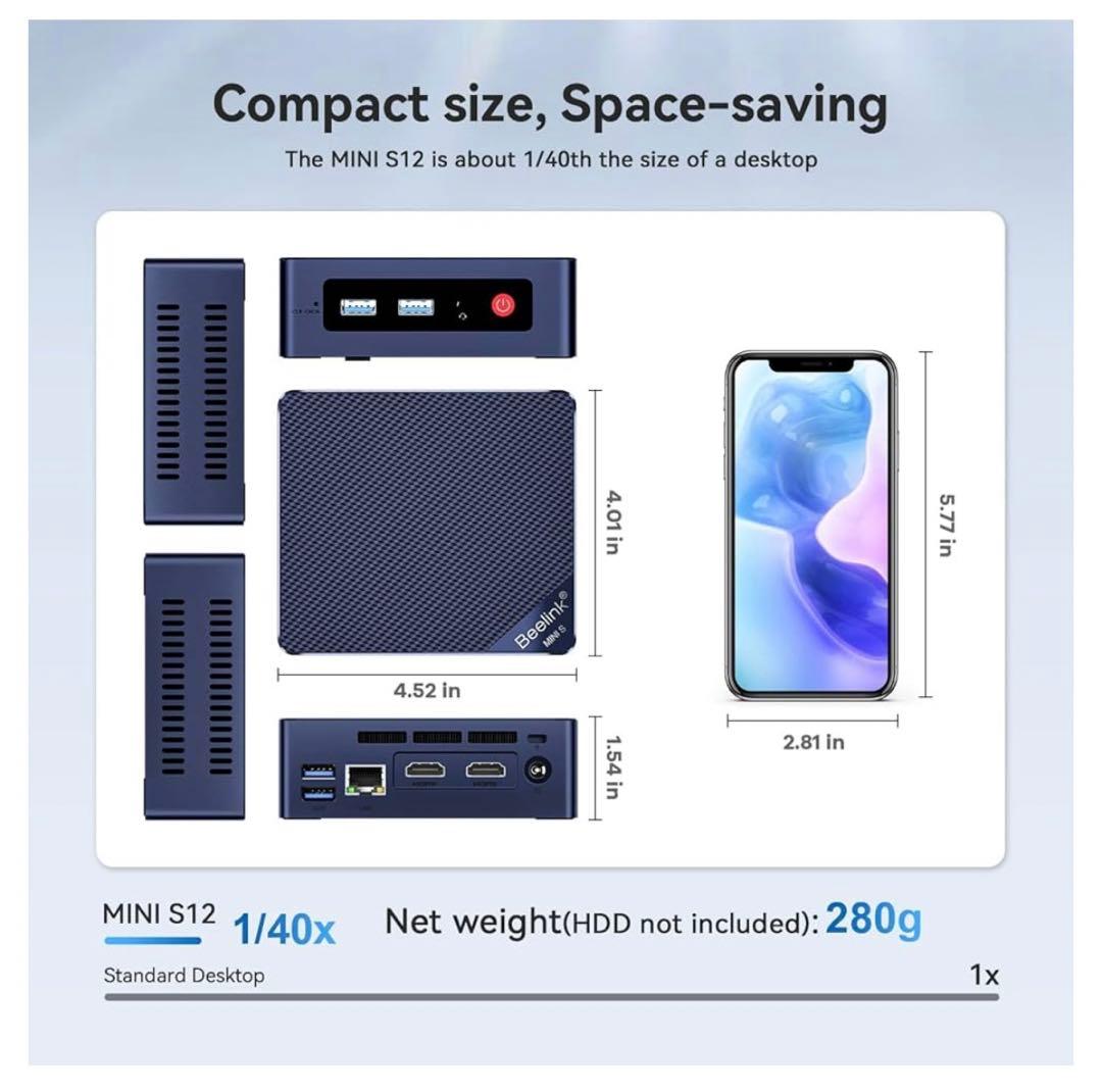 Beelink MINI S12ミニPC 16GBRAM 500GB SSD