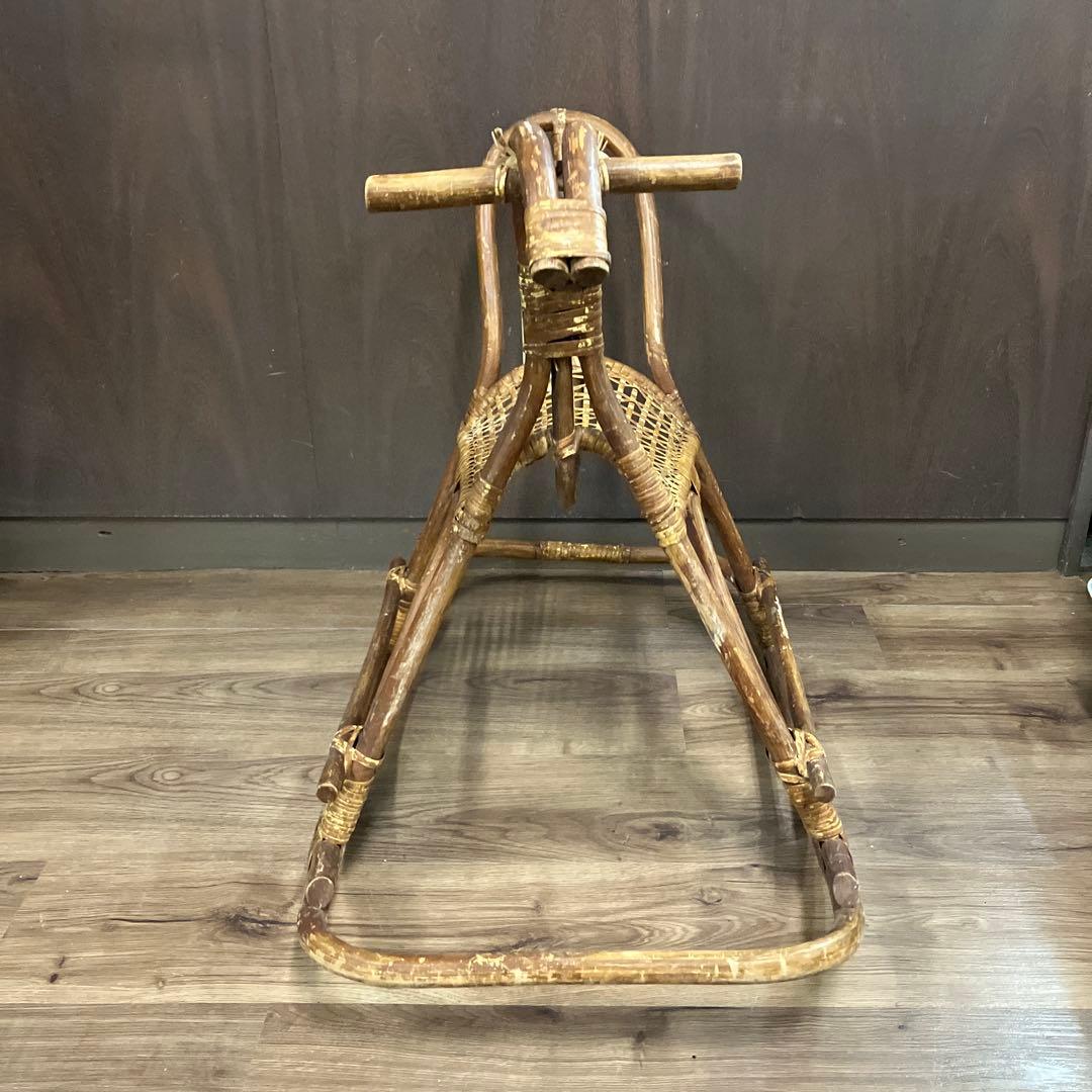 B-2 ヴィンテージ ラタン ロッキングホース 籐製 木馬 子供用 インテリア