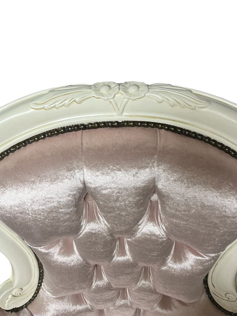 輸入家具　サロンチェア　ラウンジチェア　ピンク生地×ロココ調デザイン