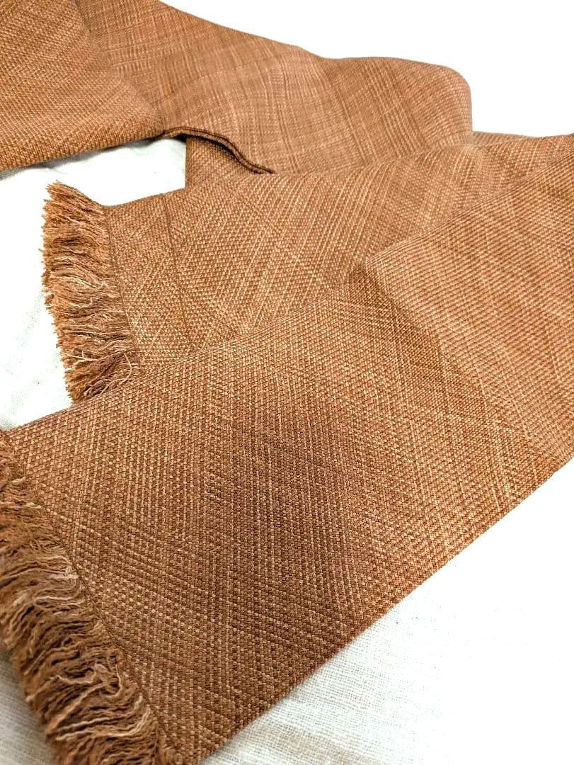 正絹手織り 半幅帯 フリンジ付き