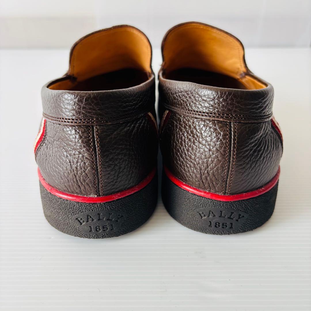 美品 BALLY ローファー ロゴ金具 レザーシューズ シボ革 スイス製