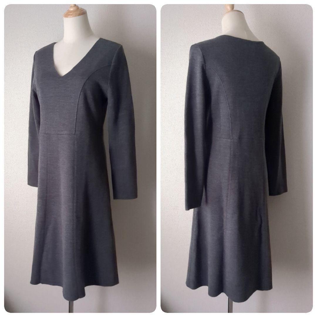 kayme/ケイミー 洗えるニット ミラノリブVネック ワンピース