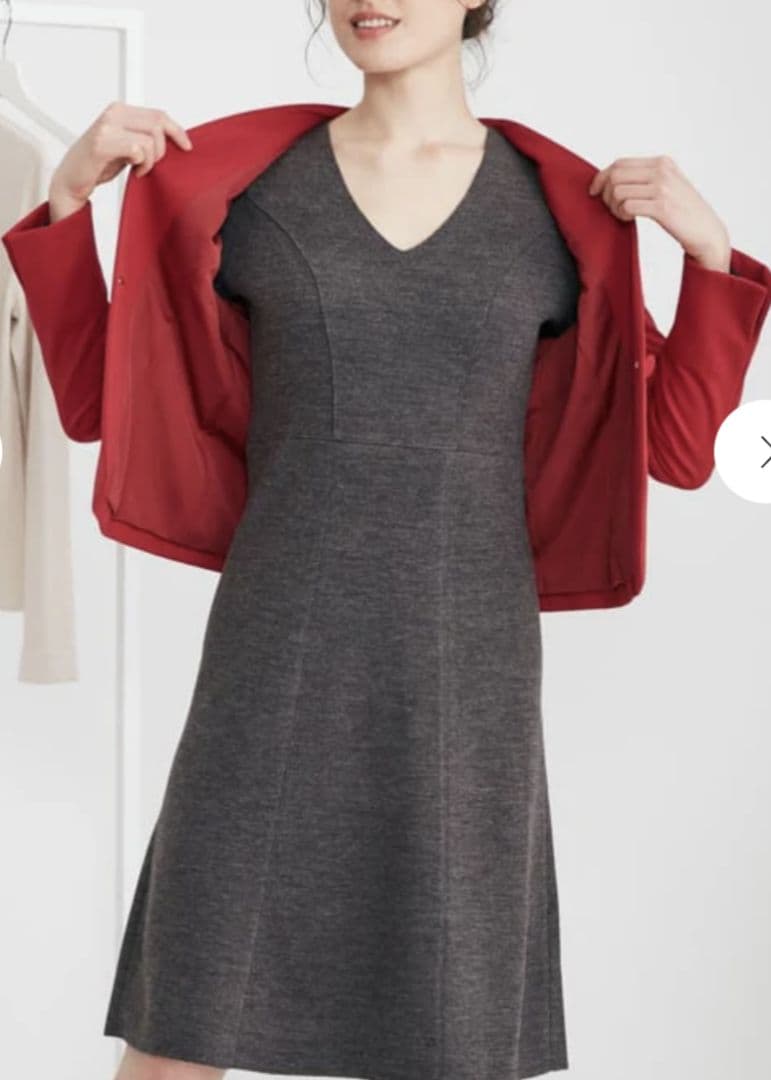 kayme/ケイミー 洗えるニット ミラノリブVネック ワンピース