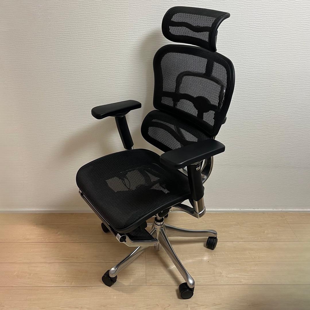 エルゴヒューマン プロ オットマン内蔵型 ヘッドレスト有り　ブラック