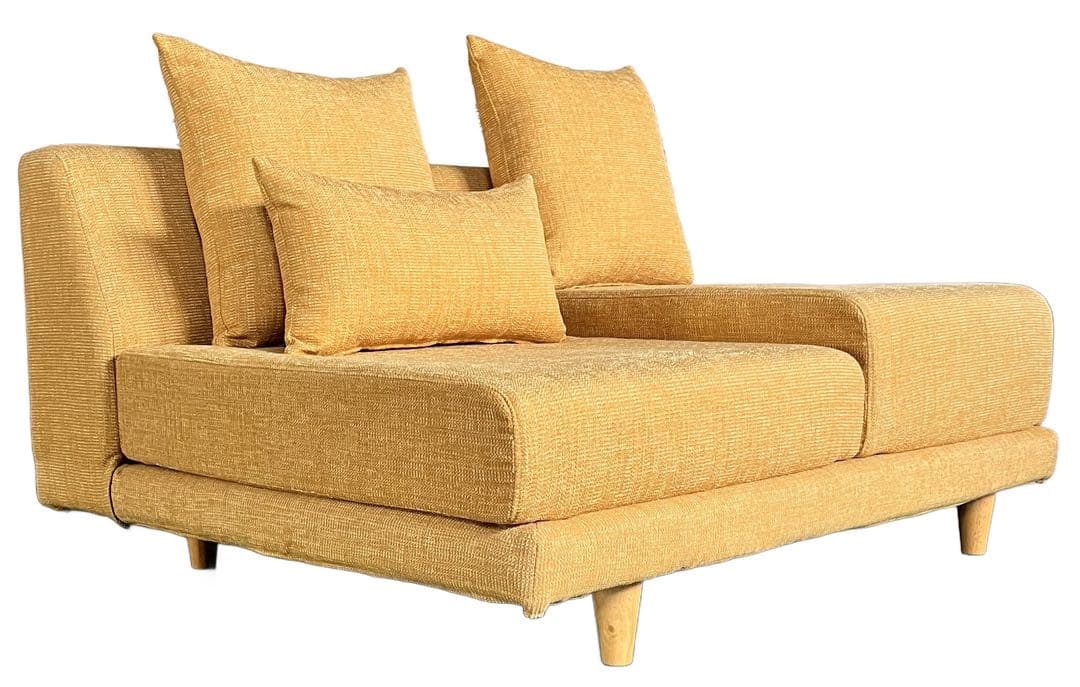 日本製　２人掛けソファ　イエロー　幅120×奥行98×高さ61cm