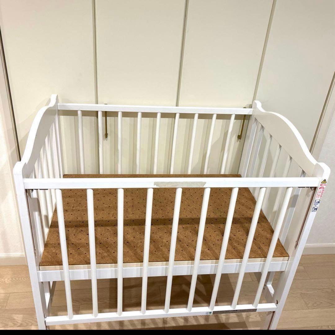 スリーピー　ハイタイプ　ミニベビーベッド　石崎家具　白　日本製　ファンシー